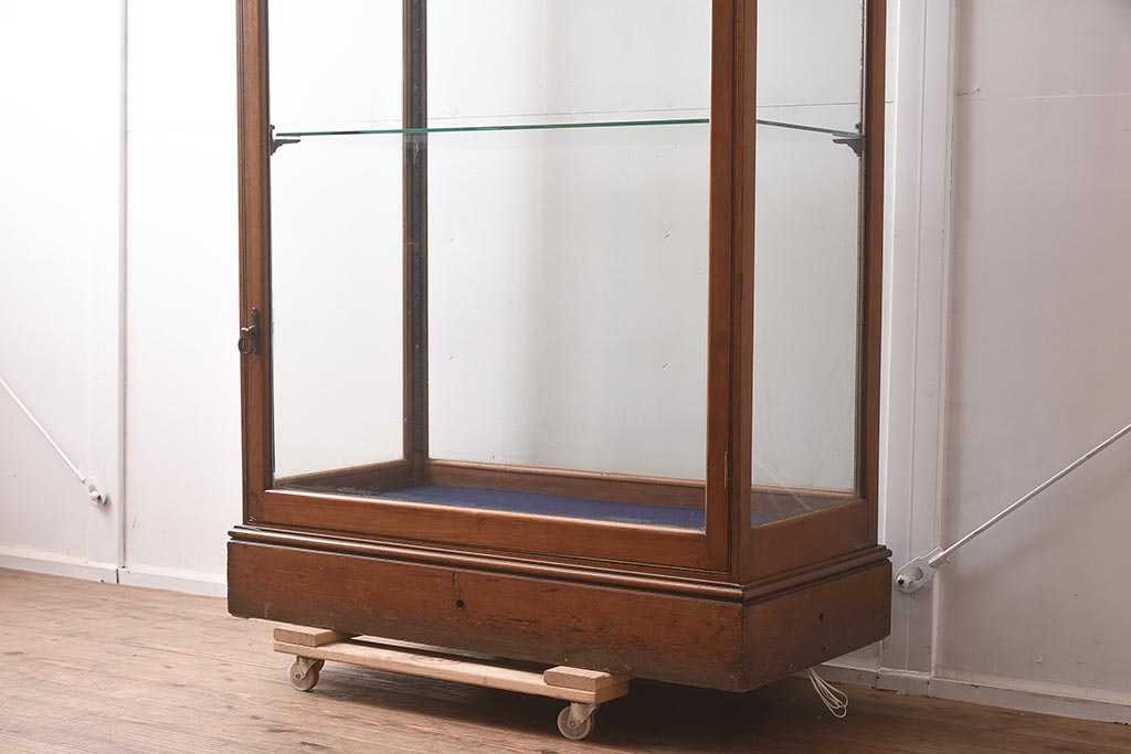 ヴィンテージ家具　イギリスビンテージ　マホガニー材　シンプルな縦型ガラスケース(ショーケース、陳列棚、飾り棚)(R-042158)