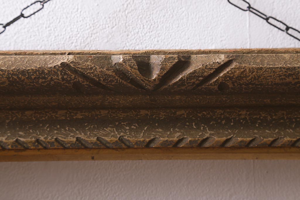 アンティーク雑貨　昭和初期　木彫りがお洒落なフレーム(額縁、ディスプレイ)(R-042171)