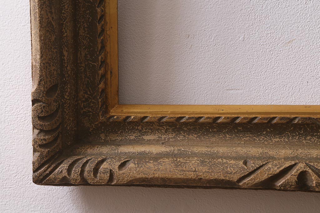 アンティーク雑貨 昭和初期 木彫りがお洒落なフレーム(額縁、ディスプレイ)(R-042171) | ラフジュ工房