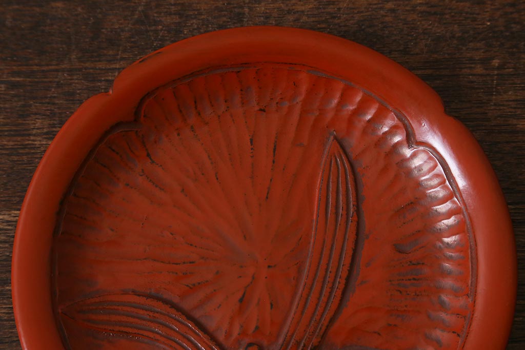 アンティーク雑貨　昭和初期　鎌倉彫　菓子皿　銘名皿7枚(漆器)(R-042180)