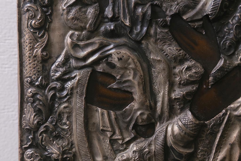 アンティーク雑貨　西洋アンティーク　イコン聖像　マリアとイエスキリスト(宗教美術)(R-042200)