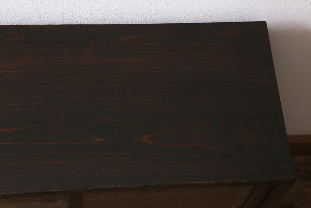 和製アンティーク　大正昭和初期　落ち着いた木色がシックなガラス戸棚(戸棚、飾り棚、収納棚、食器棚)(R-042244)
