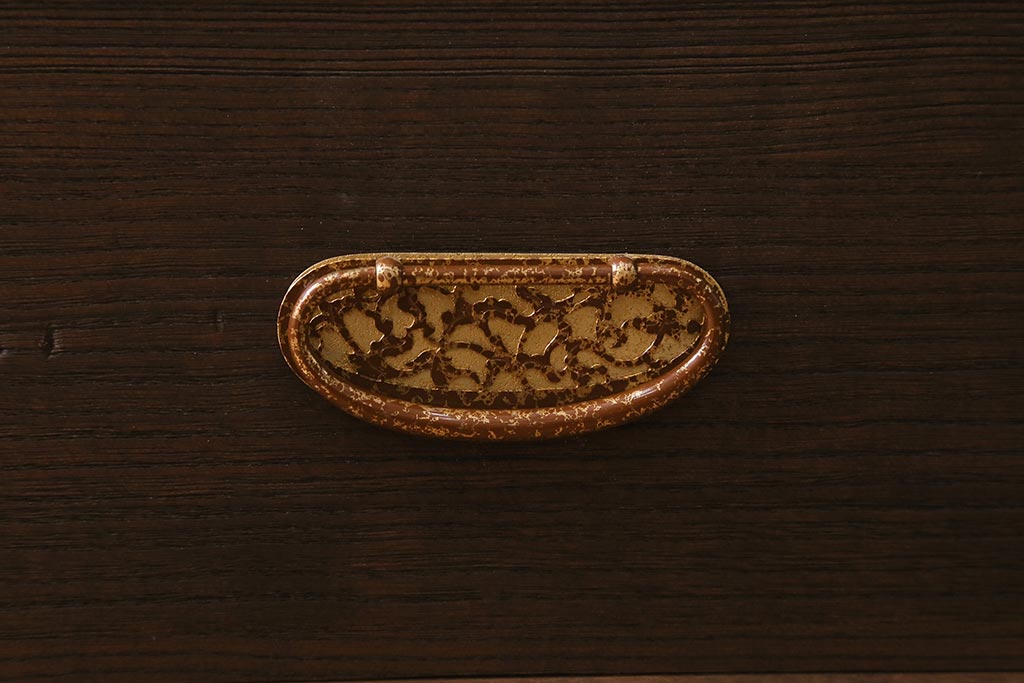 中古　伝統工芸品　唐草金具　繊細な意匠金具が目を引く加茂総桐箪笥のワードローブ(総桐たんす、洋服タンス、衣装タンス)(定価約120万円)(R-042250)