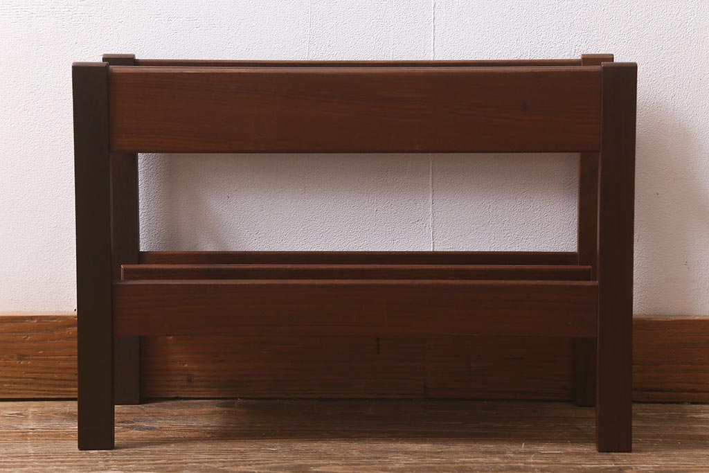 ヴィンテージ チーク材 木製マガジンラック 北欧 レトロ モダン 古道具 家具