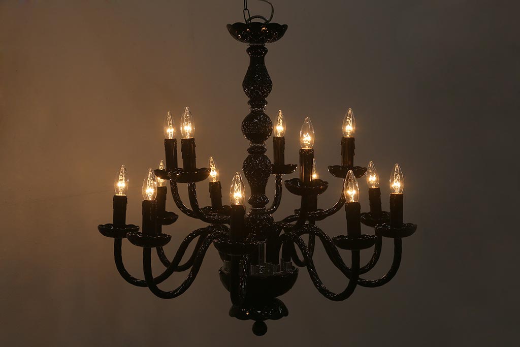 中古 14灯 大人の空間を演出する洗練された黒いシャンデリア(天井照明、吊り下げ照明)(R-042258) | ラフジュ工房