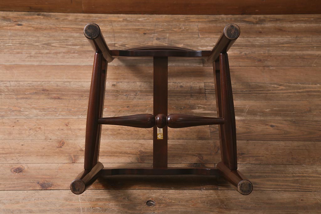 中古　松本民芸家具　艶のある木肌が上品なラダーバックチェア(ダイニングチェア、板座、椅子)(R-042272)