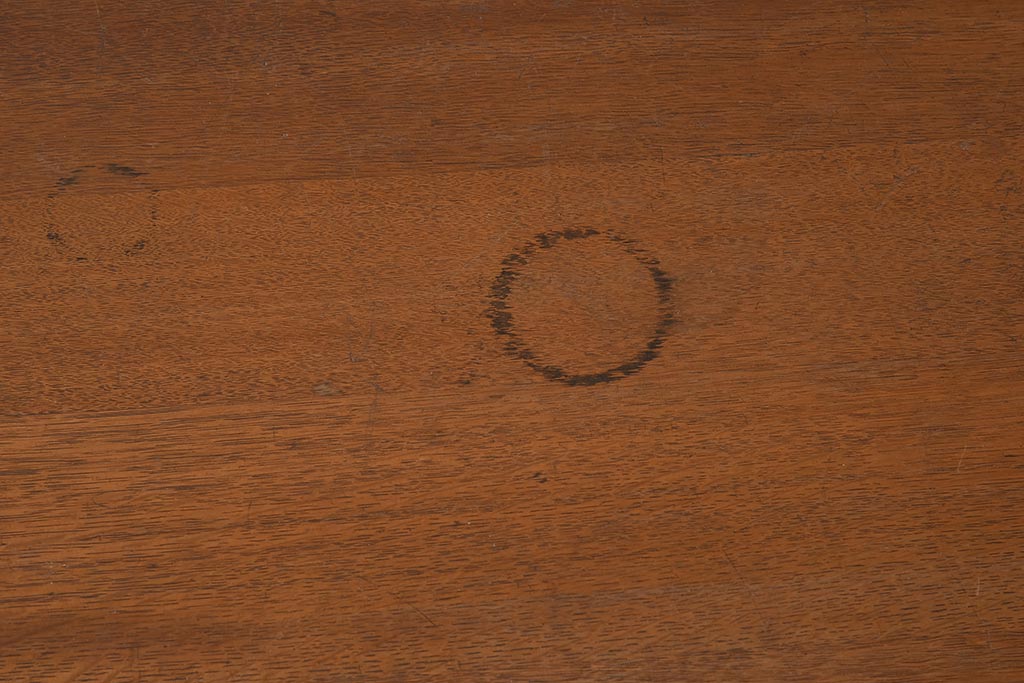 レトロ家具　ナラ材　昭和中期につくられたシンプルな平机(木製デスク)(R-042284)