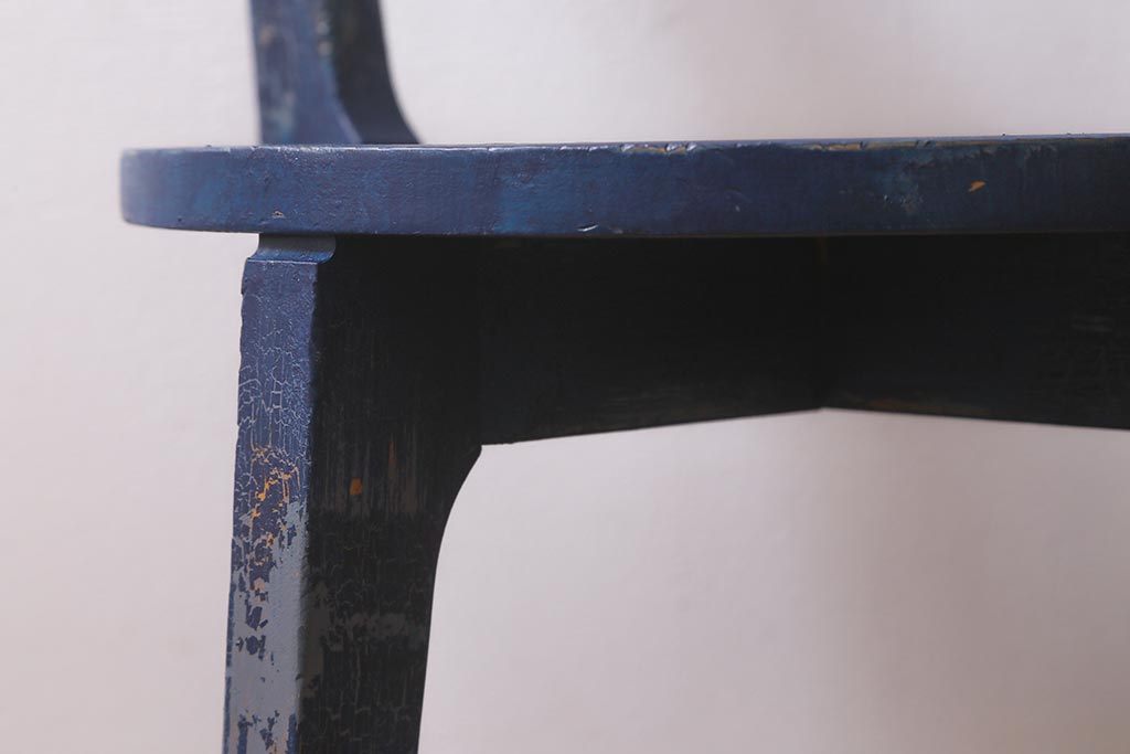 中古　アンティーク風ペイントがおしゃれなブルーのチェア(椅子、板座)(R-042292)