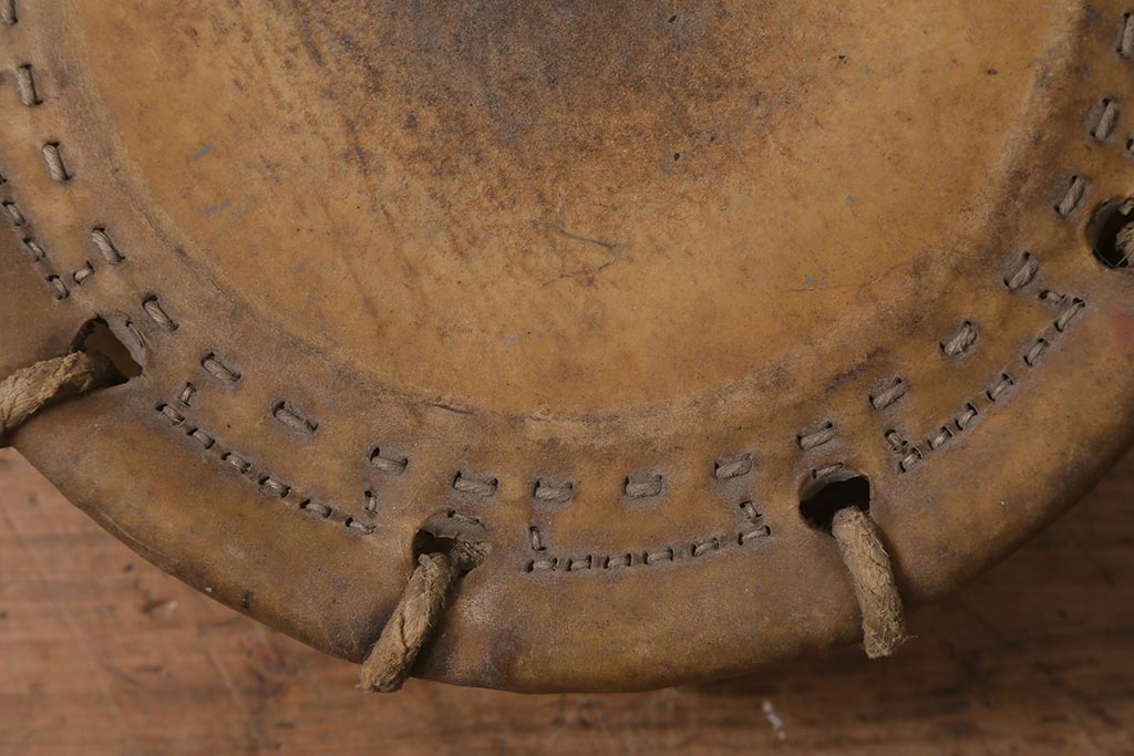 戦前　古い欅刳り貫き締め太鼓(ケヤキ太鼓、和太鼓、和楽器)(R-042297)