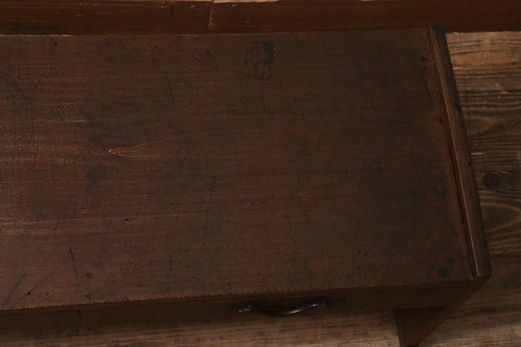 アンティーク家具　和製アンティーク　明治大正期　どこか懐かしさが漂う文机(座机、ローテーブル、引き出し、センターテーブル)(R-042299)