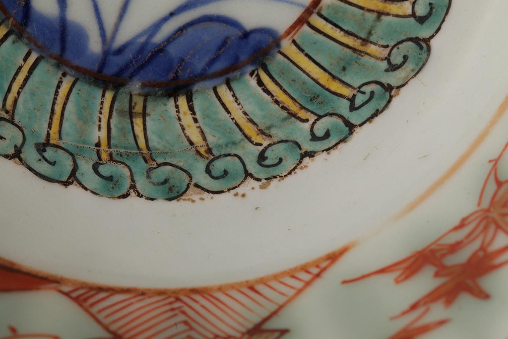 江戸期　古伊万里　色絵染付小皿2枚セット(小鉢、和食器)(R-042314)