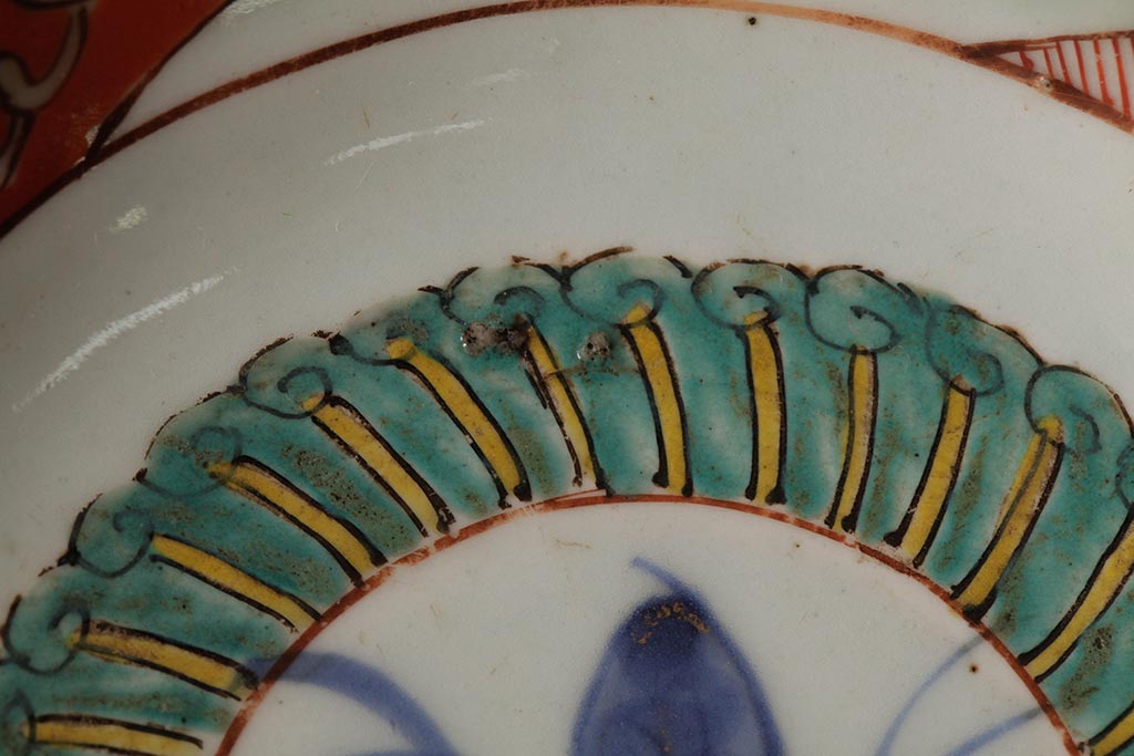 江戸期　古伊万里　色絵染付小皿2枚セット(小鉢、和食器)(R-042314)