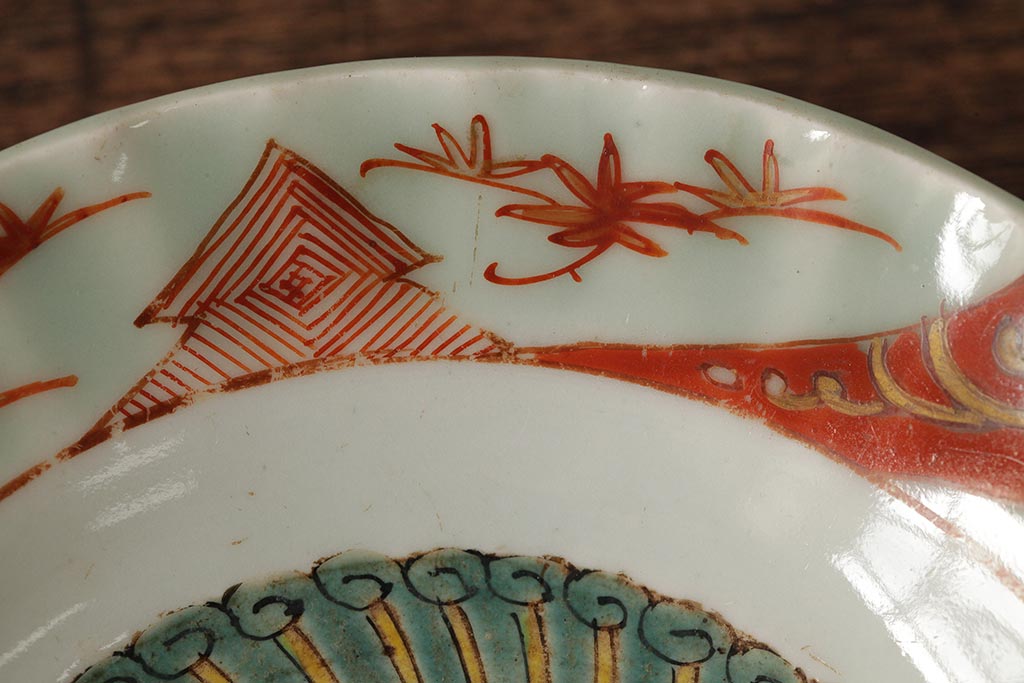 江戸期　古伊万里　色絵染付小皿2枚セット(小鉢、和食器)(R-042315)