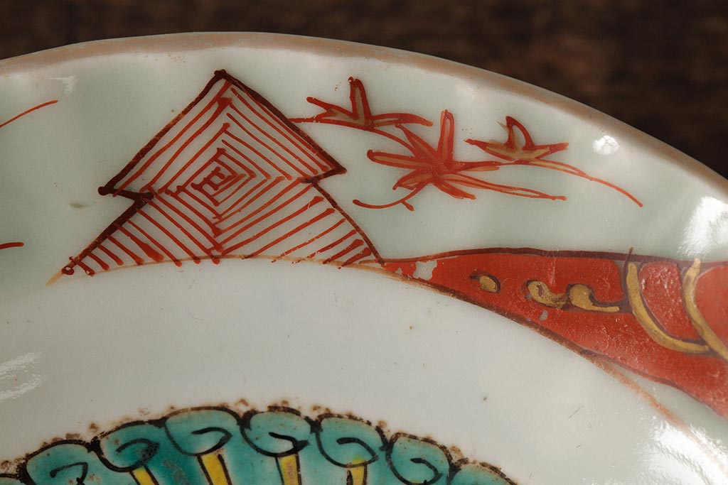 江戸期　古伊万里　色絵染付小皿3枚セット(小鉢、和食器)(R-042316)