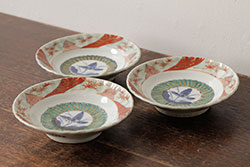 江戸期　古伊万里　色絵染付小皿3枚セット(小鉢、和食器)(R-042317)