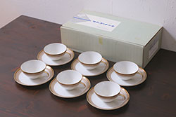 昭和レトロ　未使用　サンゴートーキ(三郷陶器)　陶器カップ&ソーサー6客(R-042360)