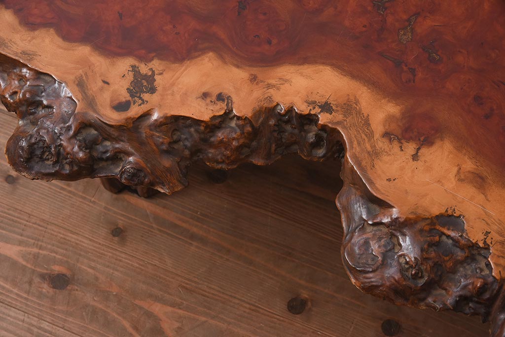 ビンテージ家具　民芸家具　花梨(カリン)材　木の味わいが豊かな座卓(ローテーブル)(R-042494)