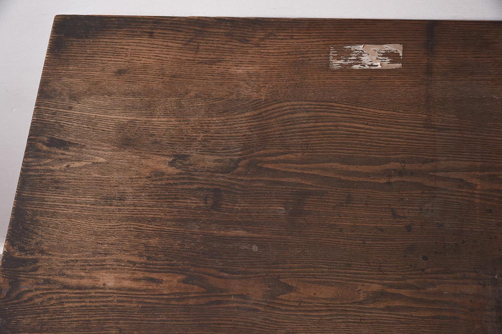 アンティーク家具　栗材　天板の広い昭和レトロな平机(ワークデスク、在宅ワーク、在宅用)(R-042496)