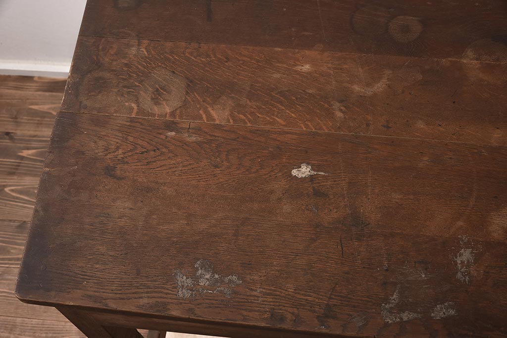 レトロ家具　昭和中期　ナラ材　昔懐かしい片袖デスク(片袖机、在宅ワーク、在宅用ワークデスク)(R-042498)
