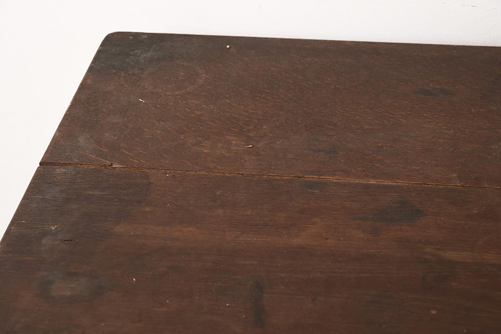 レトロ家具　昭和中期　ナラ材　昔懐かしい片袖デスク(片袖机、在宅ワーク、在宅用ワークデスク)(R-042498)