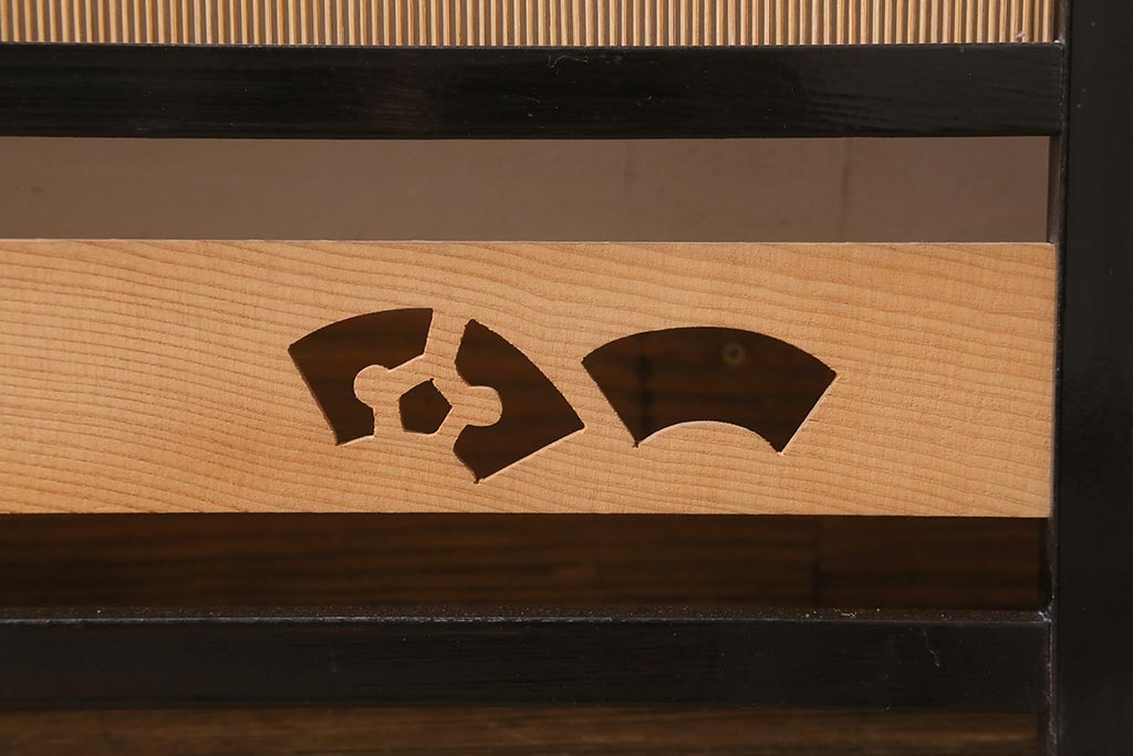 ビンテージ家具　和製ビンテージ　すだれが涼やかな印象の四連折り畳み式パーテーション(衝立、仕切り)(R-042552)
