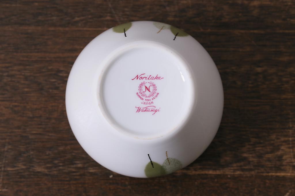 アンティーク雑貨　昭和レトロ　ノリタケ(Noritake)　若杉シリーズ　カップ&ソーサー5客(シュガーポット、シュガースプーン)(R-042570)