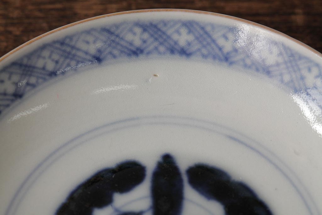 アンティーク雑貨　江戸期　古伊万里　色絵染付蓋茶碗2客セット(和食器)(R-042587)