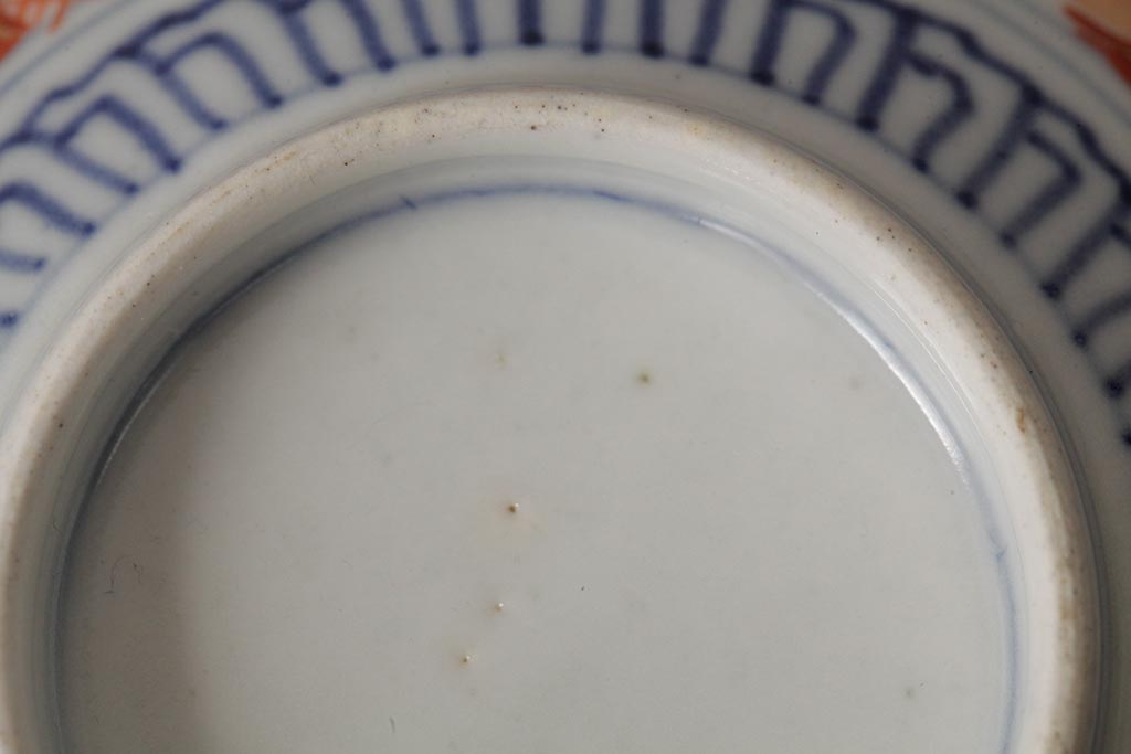 アンティーク雑貨　江戸期　古伊万里　色絵染付蓋茶碗2客セット(和食器)(R-042587)