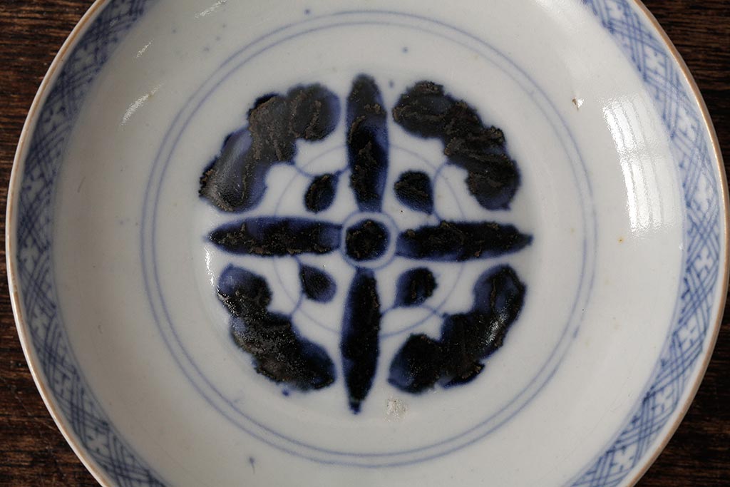 アンティーク雑貨　江戸期　古伊万里　色絵染付蓋茶碗2客セット(和食器)(R-042588)