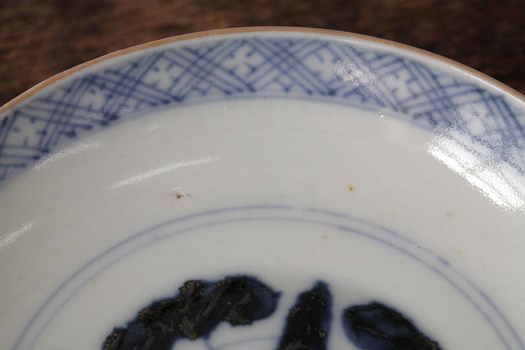 アンティーク雑貨　江戸期　古伊万里　色絵染付蓋茶碗2客セット(和食器)(R-042588)