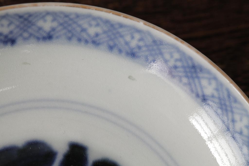 アンティーク雑貨　江戸期　古伊万里　色絵染付蓋茶碗2客セット(和食器)(R-042588)