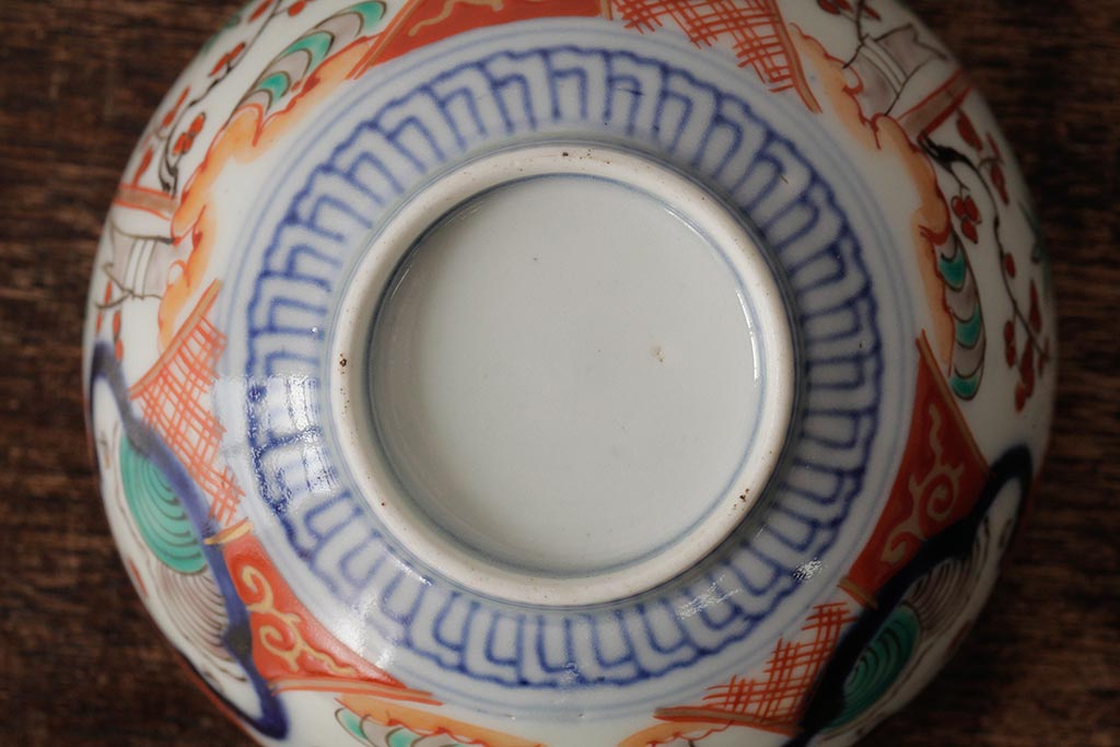 アンティーク雑貨　江戸期　古伊万里　色絵染付蓋茶碗2客セット(和食器)(R-042588)