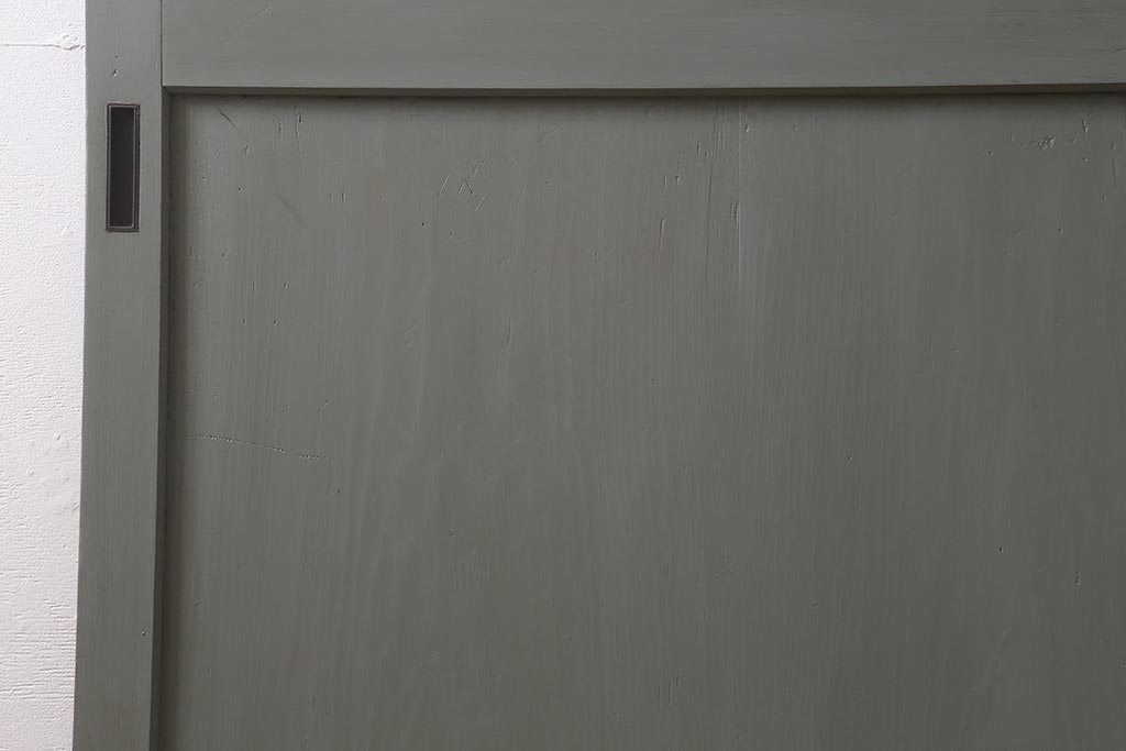 アンティーク建具　明治大正期　アンティークペイント　グレイッシュな色味がお洒落な板戸1枚(引き戸、建具)(R-042609)