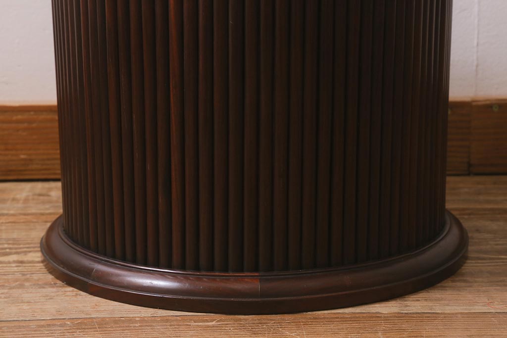 アンティーク雑貨　和製アンティーク　紫檀(シタン)材　珍品　円筒形　上質な造りの丸火鉢(手あぶり、木製火鉢)(R-042612)