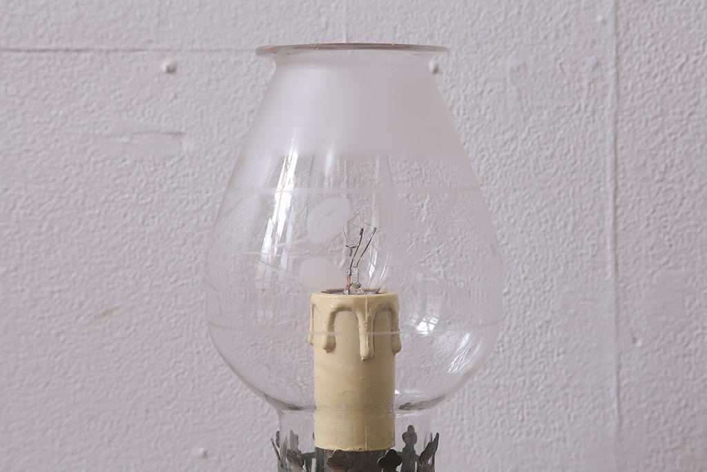 アンティーク照明　昭和初期　ガスランプリメイク　レトロな雰囲気が魅力のテーブルランプ(スタンドライト、卓上照明)(R-042617)