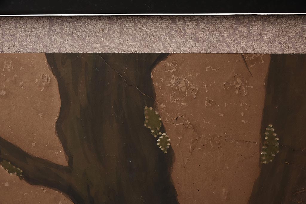 アンティーク建具　大正昭和初期　枠漆　武将　古い趣が魅力の衝立(つい立、パーテーション)(R-042629)