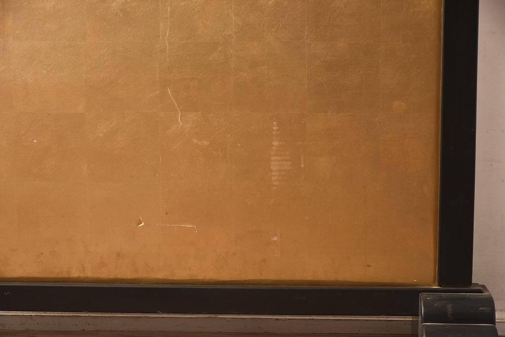 アンティーク建具　大正昭和初期　枠漆　武将　古い趣が魅力の衝立(つい立、パーテーション)(R-042629)