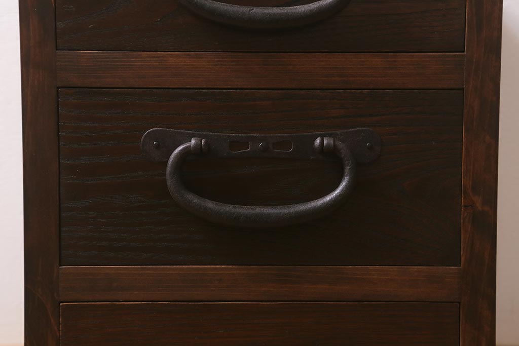 ラフジュ工房オリジナル　古金具リメイク　前板栗材　ヒノキ材　引手が魅力の小引き出し(小物収納)(R-042639)