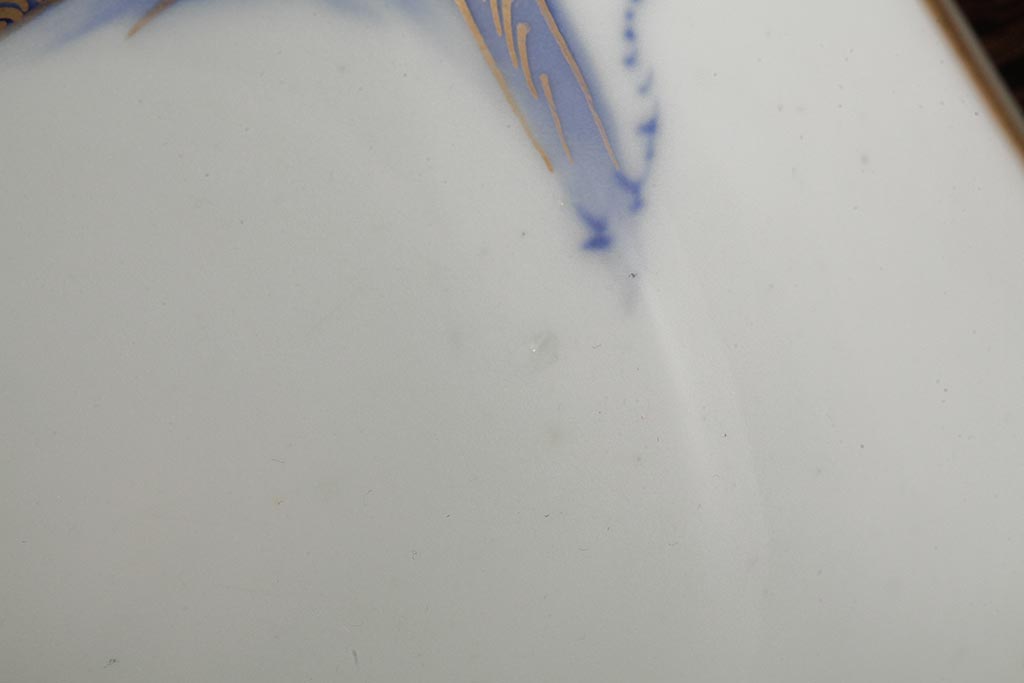 アンティーク雑貨　明治大正期　伊万里焼山水図染付向付2点セット(小皿、和食器)(R-042690)