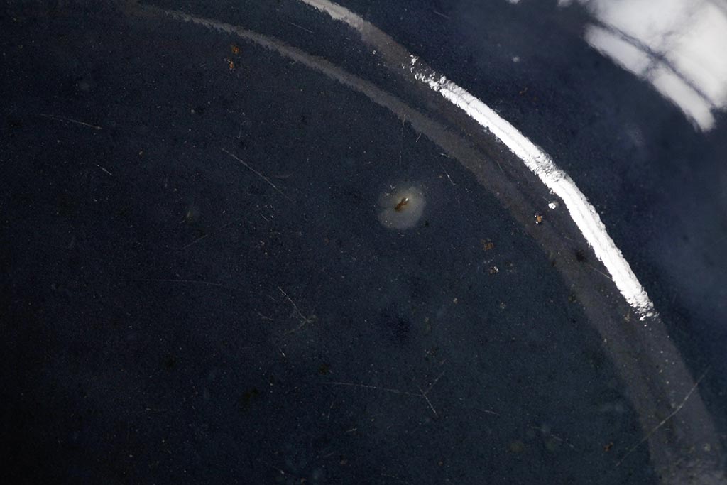 アンティーク雑貨　江戸期　古伊万里　瑠璃金輪花深鉢(深皿、和食器)(R-042696)