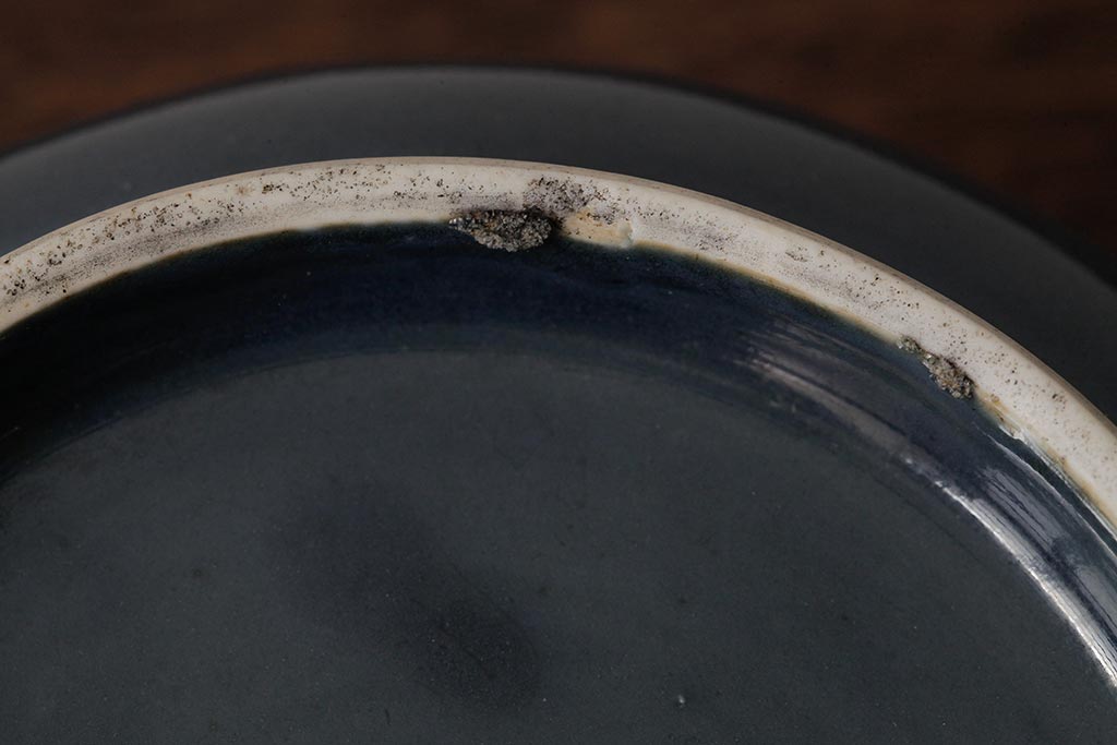 アンティーク雑貨　江戸期　古伊万里　瑠璃金輪花深鉢(深皿、和食器)(R-042696)