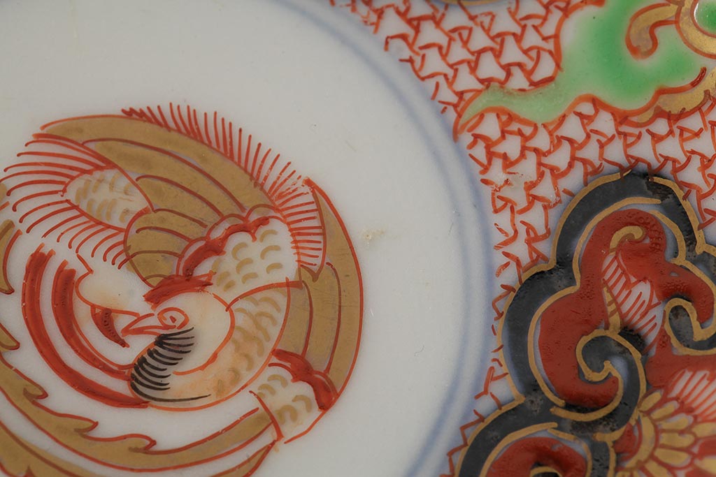 アンティーク雑貨　江戸期　古伊万里　大明成化年製　色絵染付小皿3枚セット(和食器)(R-042698)