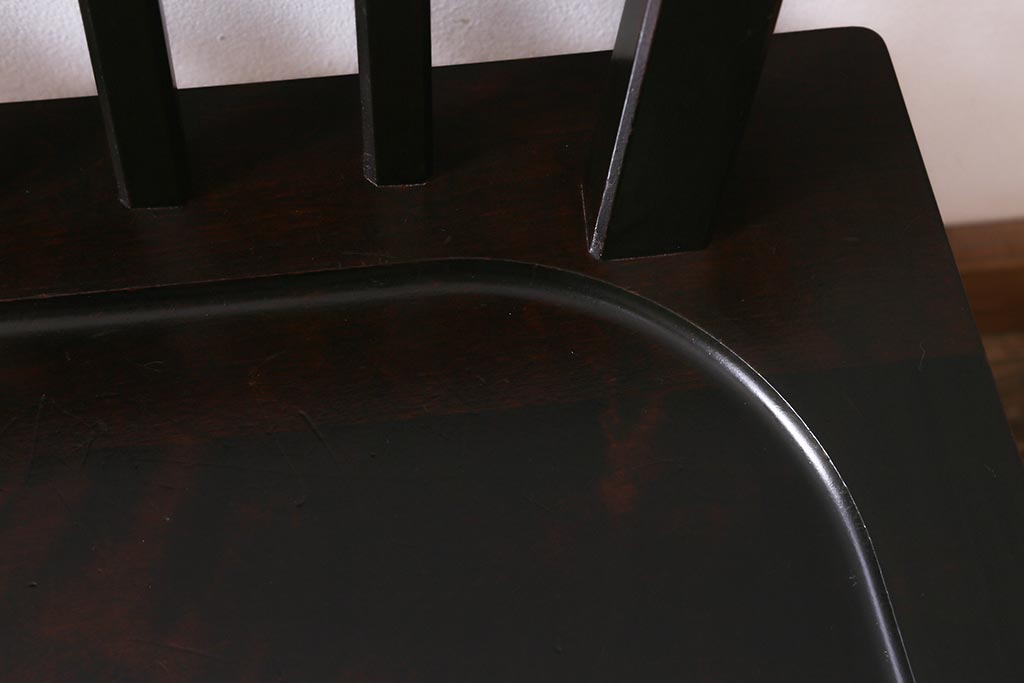 中古　北海道民芸家具　#667　和モダンスタイルに合う濃い木色のベンチ(板座チェア、長椅子)(定価約13万円)(R-042706)