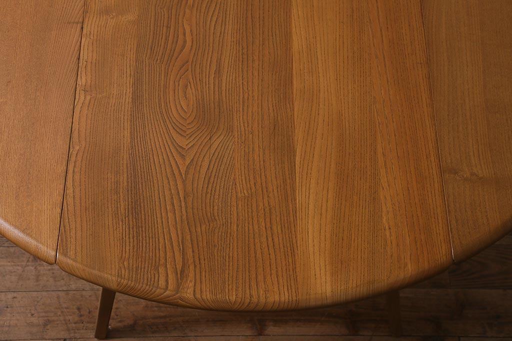 ヴィンテージ家具　イギリスビンテージ　ERCOL(アーコール)　ウィンザードロップリーフテーブル(バタフライテーブル、ラウンドテーブル)(R-042709)