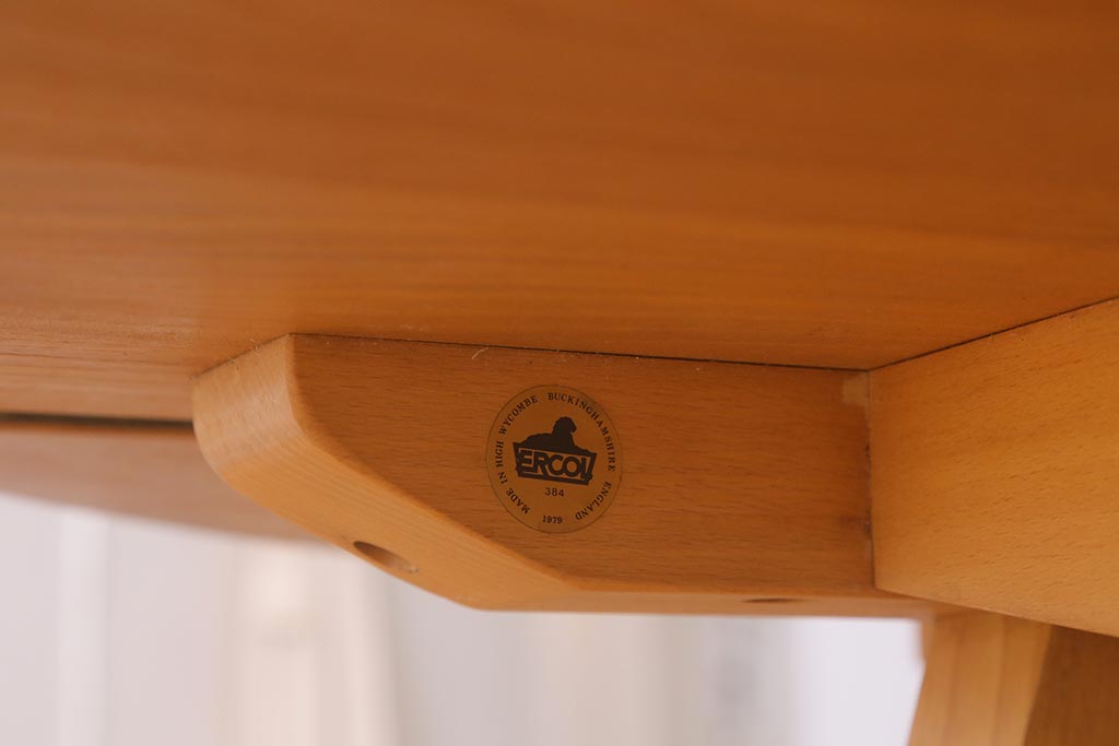 ヴィンテージ家具　イギリスビンテージ　ERCOL(アーコール)　ウィンザードロップリーフテーブル(バタフライテーブル、ラウンドテーブル)(R-042709)