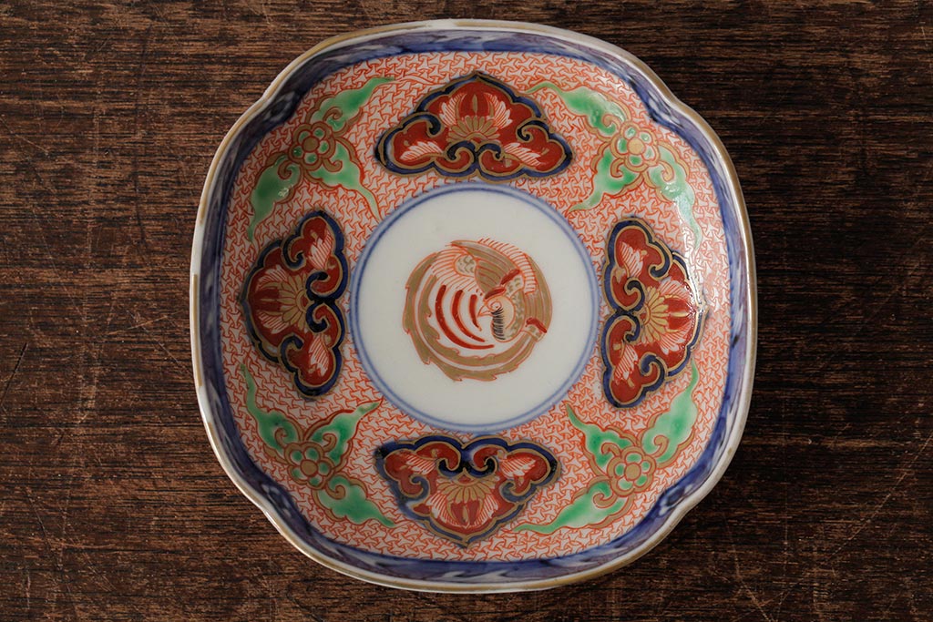  	アンティーク雑貨　江戸期　古伊万里　大明成化年製　色絵染付小皿3枚セット(和食器)(R-042714)