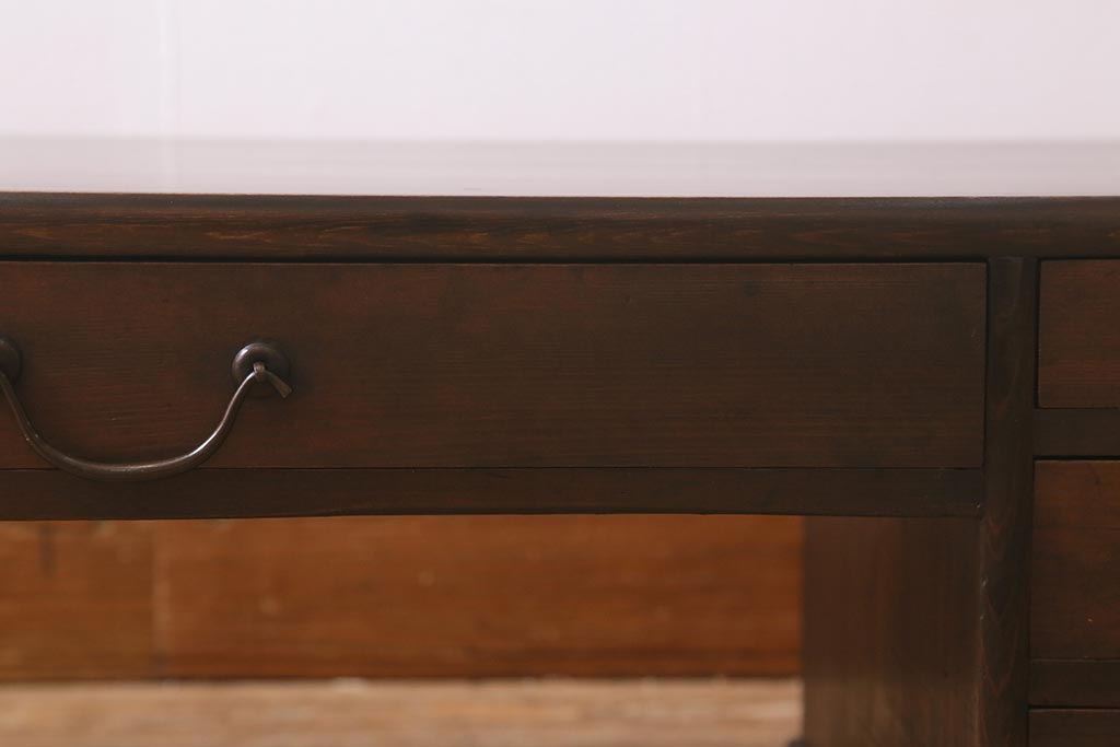 レトロ家具 明治大正期 ヒノキ材 ノスタルジックな雰囲気漂う上品な文机(両袖机、ローテーブル)(R-042725) | ラフジュ工房