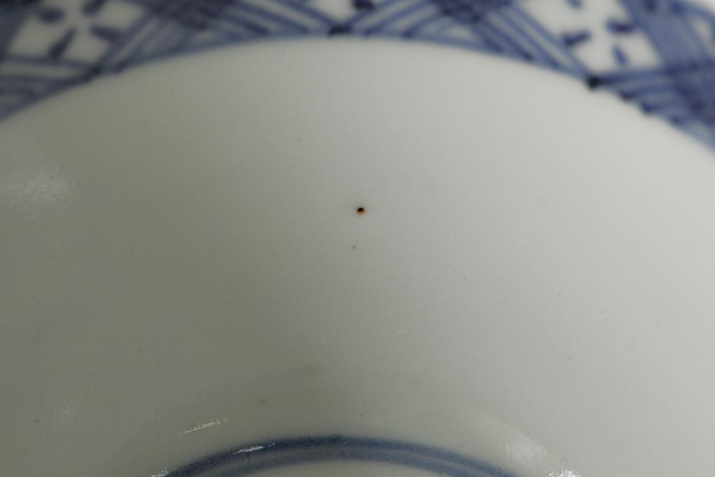 古民具・骨董　江戸期　古伊万里　青磁染付蓋茶碗2客セット(和食器)(R-042743)