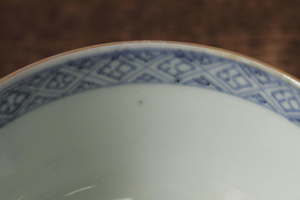 江戸期　古伊万里　瑠璃金彩花文蓋茶碗2客セット(和食器)(R-042746)