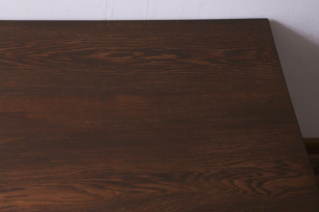 アンティーク家具　ナラ材製　上手物　立派な佇まいの木製両袖デスク(ワークデスク、机、在宅ワーク、在宅用)(R-042755)